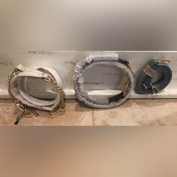 NWT Elegant 3 Piece Faux Suede & Leather Bag Straps Set - W/Gold Tone Hardware - Picture 12 of 12